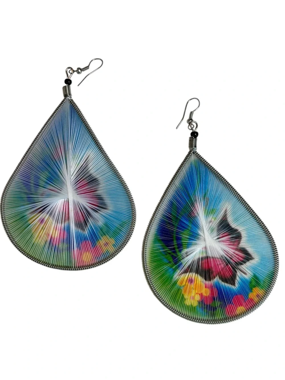 Butterfly String Art Dangle Earrings Boho Statement Earrings